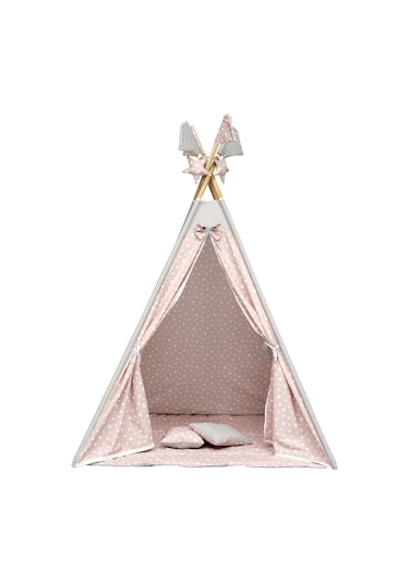 Exorbaby Xl Büyük Boy Ahşap Ve Pamuklu Oyun Çadırı , Oyun Evi Pembe