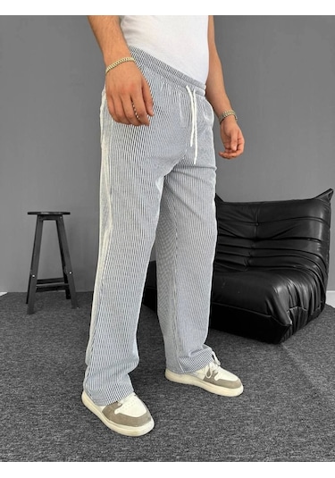 Efnaz Style Su Yolu Çizgili Cepli Pantalon - Gri
