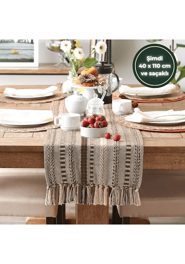 Wellstil Neula %100 Pamuk Örme Runner - Koyu Kahve Koyu Kahve