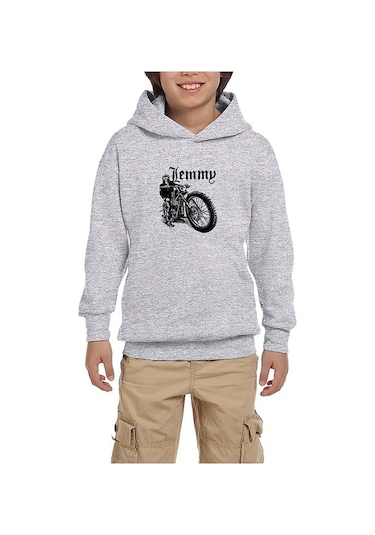 Motörhead Lemmy Kilmister Motorbike Gri Çocuk Kapşonlu Sweat Gri