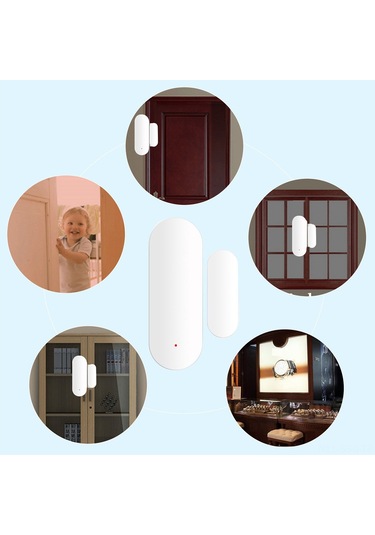 Springsun Beyaz Wifi Ev Güvenlik Sensörü, Pencere/kapı Açılış Alarmı, Akıllı Uygulama Kontrolü, 2.4ghz Pil Dahil Değil Beyaz