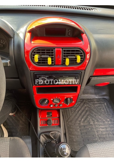 Opel Corsa C Combo Full Set Kırmızı Özel Renk Konsol Torpido Kaplama