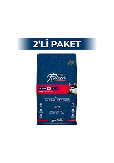 Felicia Az Tahıllı Kuzu Etli Yetişkin Köpek Maması 2 x 3 KG