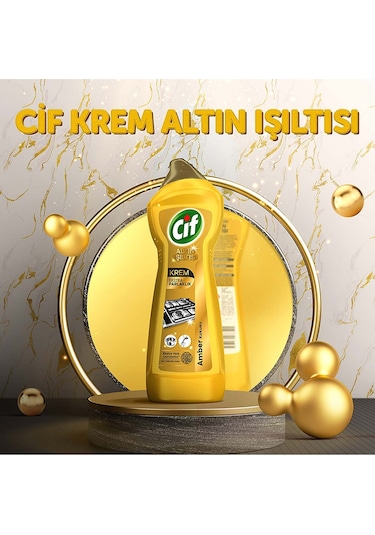 Cif Krem Yüzey Temizleyici Altın Işıltısı Amber Kokulu 4 x 750 ML