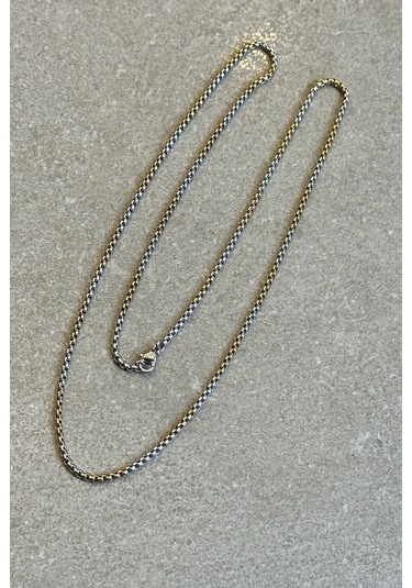 Örgü Model Şık Tasarım Silver Gold Renk Gümüş Ve Altın Renk 316l Çelik Zincir Kolye 65cm Altın - Gümüş