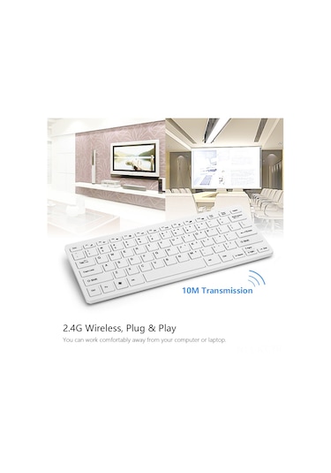 Kangvka 2.4g Kablosuz Klavye Fare Seti, Ultra İnce Tasarım, Ergonomik, 10m Mesafe, Otomatik Uyku Modu, Koruyucu Kapaklı, Siyah Pil Yok Diğer