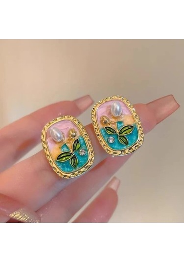 Flybuy Su İncisi & Bakır Takı - 12.9g, 1.8x2.3cm - Şık Tasarım Çok Renkli