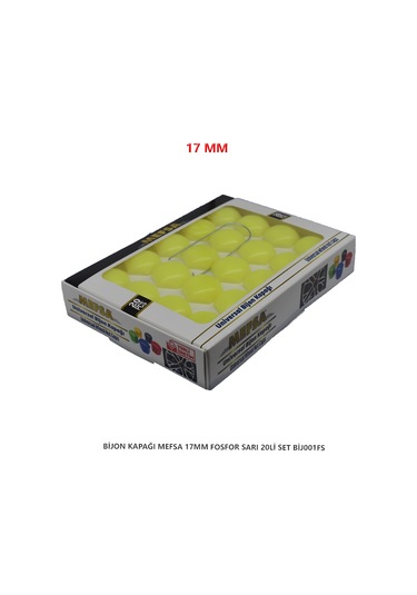 Bijon Kapağı Düz 17 Mm Fosfor Sarı 20 Li Set