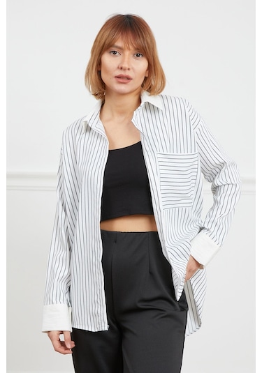 Dparis Tek Cepli Çizgili Gömlek