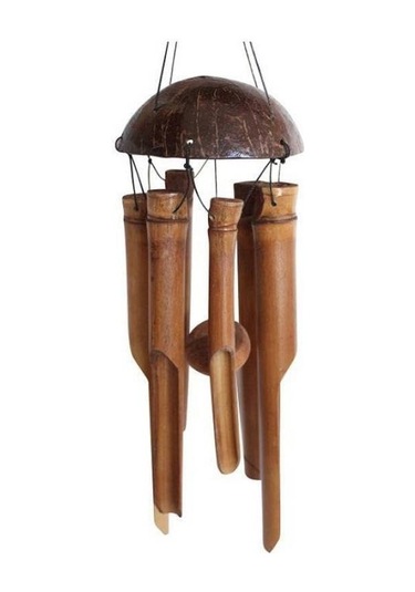 Doğal Hindistan Cevizi Kabuğu Bambu Rüzgar Zil Pastoral Stil Retro Basitlik El Yapımı Rüzgar Zil Evi Asma Dekorasyon El Sanatları