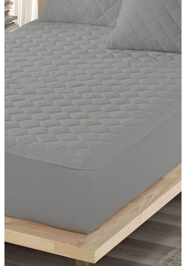 Mona Verde Alez Takımı %100 Pamuklu Sessiz 3 Parça Kapitoneli Yastık Alezli MNVAPFK00 Gri