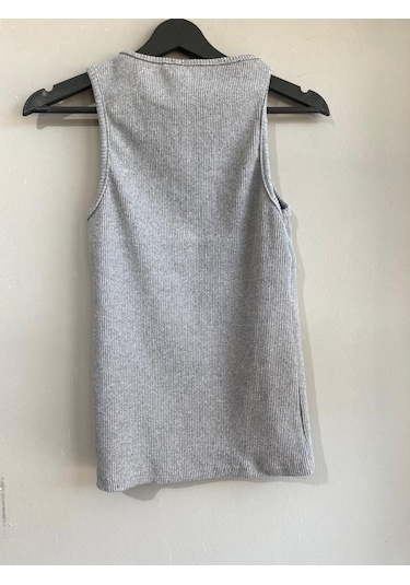 Martino Butik Unisex Likralı Fitilli Gri Atlet Gri
