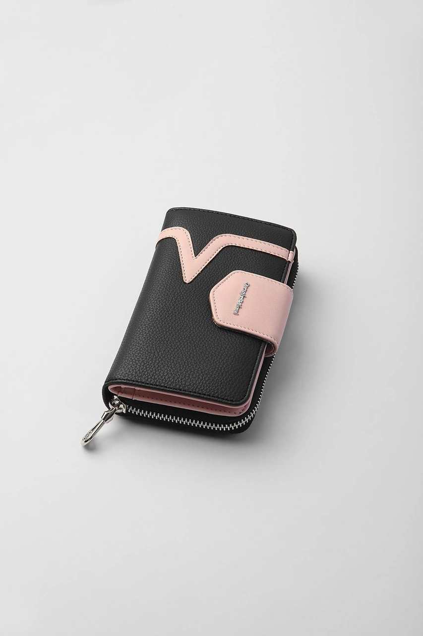 Cengiz Pakel Orta Boy Kadın Cüzdan 65295m - Siyah/pudra 65295m-siyah-pudra