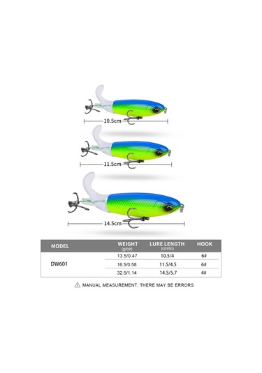 Proberos Dw601 360 Derece Dönen Pervane Lures Topwater Bağlı Traktör Yüzen Sahte Balık Yemi, Boyut: 11.5cm/16.5g Renk C