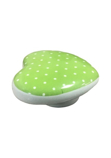 5 Adet Tomurcuk Porselen Çocuk Odası Yeşil Kalp Mobilya Kulp Yeşil