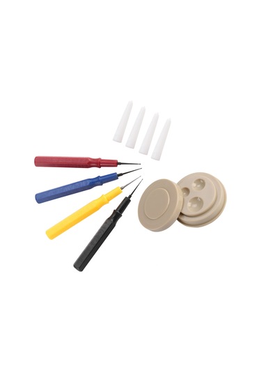 Moveevo Saat Tamiri Yağlama Seti: Dayanıklı Plastik Yağ Kasesi + 4 Farklı Boyutlu Çok İnce, İnce, Orta, Büyük Koruyucu Kapaçlı Yağ Kalemi - Saatçiler İçin Profesyonel Araç