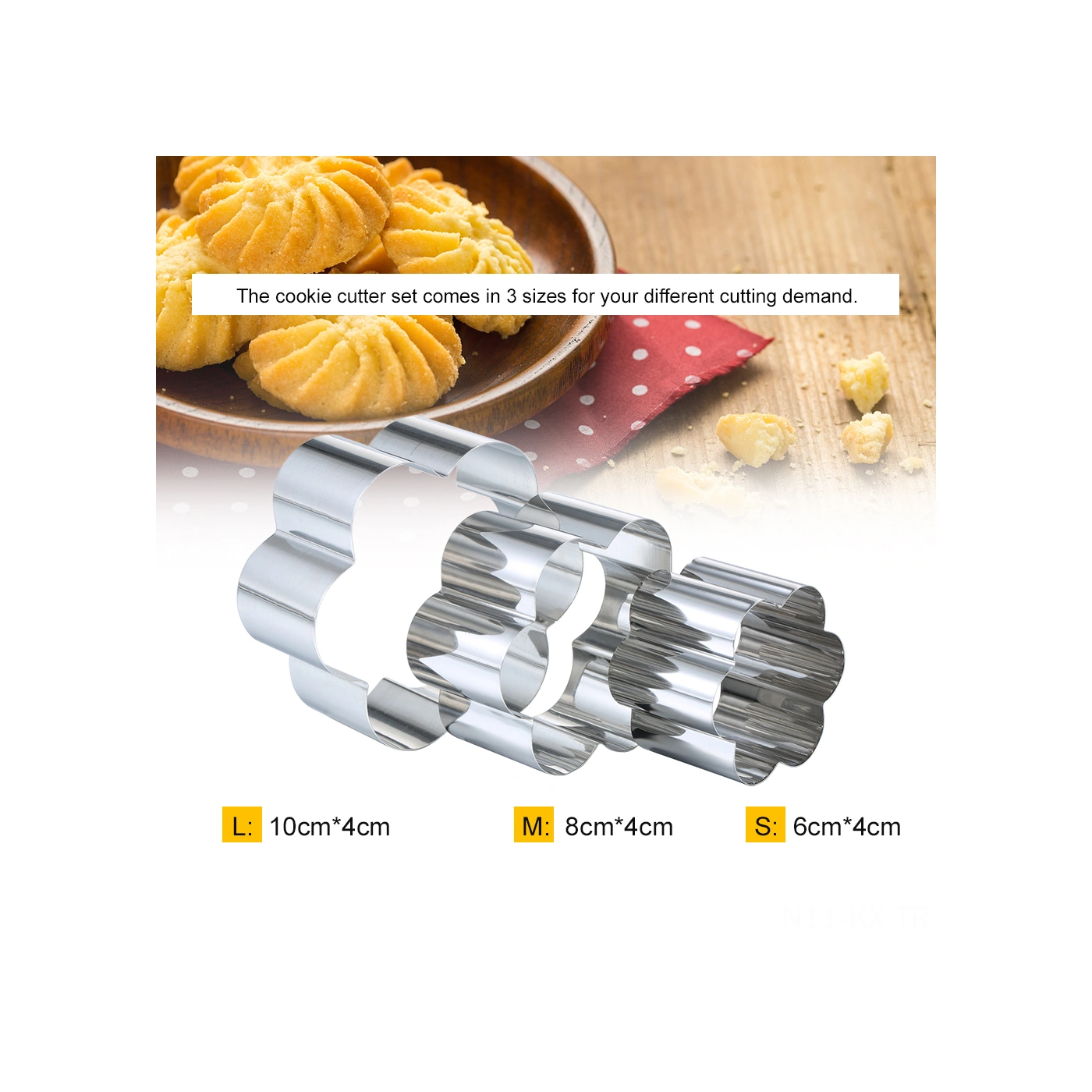 Kangvka 430 Çelik 3'lü Bisküvi Kese Seti - Çiçek/elmas/kare Şekilleri - Hamur Kalıbı, Pastry Ve Omlet Şekillendirici Diğer