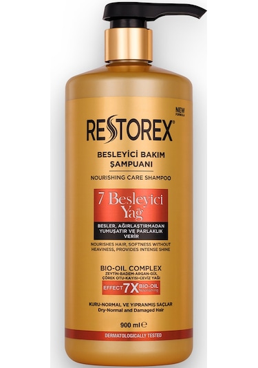 Restorex Besleyici Bakım Şampuanı 900 Ml - 7 Besleyici Yağ Göz Alıcı Parlaklık İpeksi Yumuşaklık
