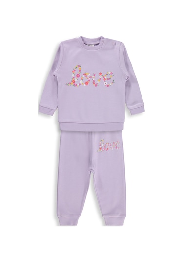 Civil Baby Çiçek Love Baskılı 6-18 Ay Takım - Lila