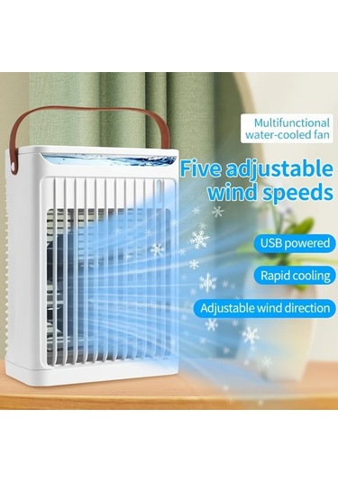 Motion003 Usb İle Çalışan Beyaz Masaüstü Soğutucu Fan Nemlendirici 5 Ayarlı 360 Dönebilir Ev Ofis İçin