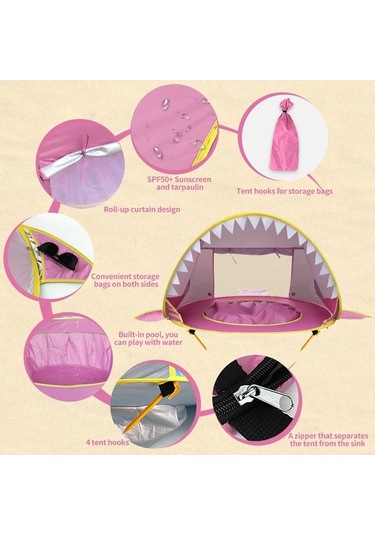 Tongxida Bebek Plaj Çadırı Uv Koruyucu Havuz Bebek Çocuk Pop Ile Sunshelter K7001s-pink Pembe Pembe