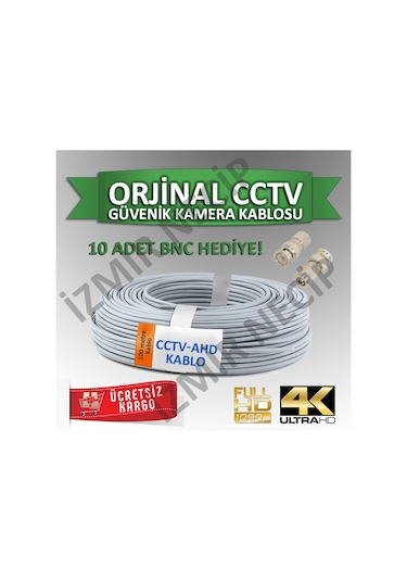 100 Metre Kamera Kablosu+10 Adet Bnc Konnektör Li