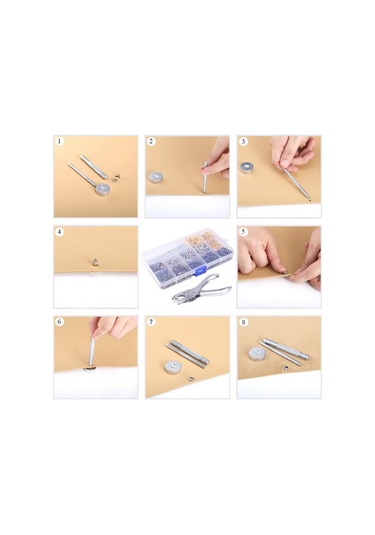 Yaozixa Deri Aksesuar Takımı: 300 Adet Pirinç Çift Kapaklı Perçin Ve Zımba Seti Diğer