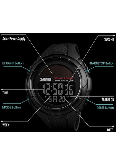 Trendooze Skmei 1405 Solar 50 M Dalış Spor Erkek Kol Saati 001 Nk Altın
