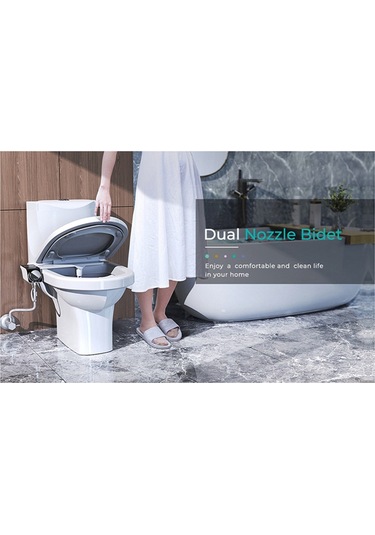 Bide Ultra İnce Tuvalet Çift Nozul Spiral Ayarlanabilir Hortumlu, C