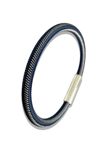 Ars187 Erkek Deri Çelik Bileklik Siyah