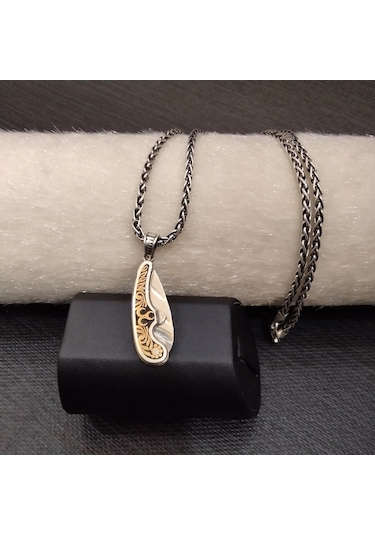 925 Ayar Gümüş Üç Hilal Detaylı Kolye Ucu -şık Tasarım Zincirsiz Gümüş