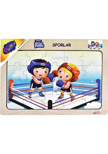 +3 Yaş Ahşap Eğitici Puzzle Sporlar – Boks (Playwood)