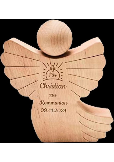 Suntek Oyma Ahşap Melek Heykelcik Dini Hediye Dekoratif Melek