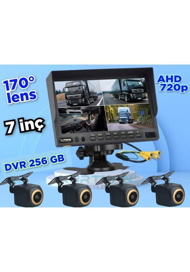 4 Adet Ahd 720p 170 Derece Açılı Kamera Ve 7'' Dvr Monitör 12 V