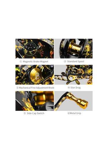 Proberos Vha120 7.2:1 Manyetik Fren Sistemli Yüksek Hızlı Baitcasting Makarası, Balıkçılık Makarası - Sağ El