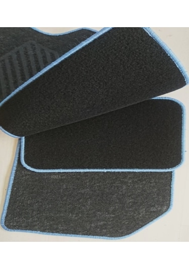 Oto Paspası Halı Paspas Üniversal Siyah Mavi Biyeli 4 Prç. N11.3
