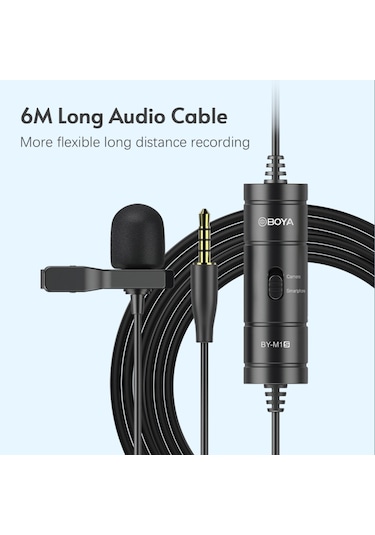 Skycıty Universal Tipi, Tam Yönlü Kondansatörlü 6 Metre Kablo Uzunluğunda 3.5mm Trrs Bağlantılı Kıskaç Mikrofon