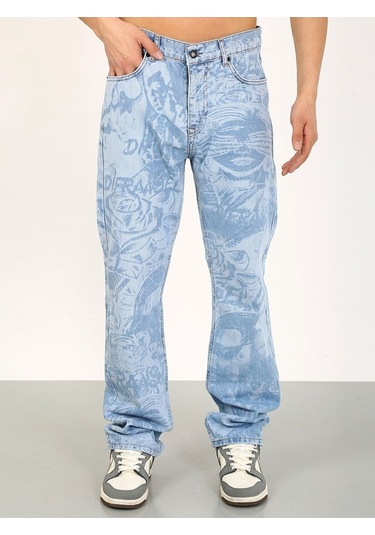 Baggy Desenli Buz Mavi Jean-buz Mavi - 33 Buz Mavi