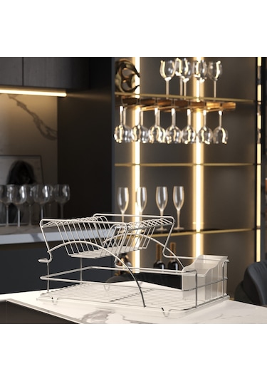 Teknotel İki Katlı Tabaklık Bulaşıklık Krom Kb009