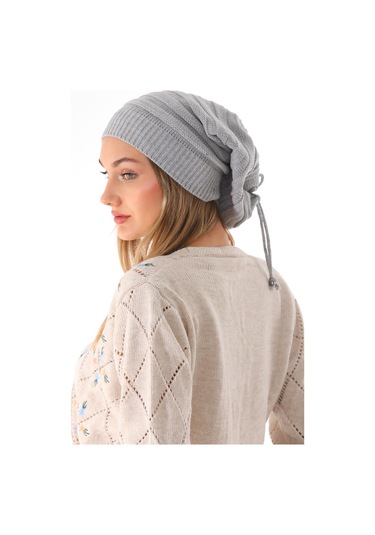 Kadın İpli Gri Bere Gri