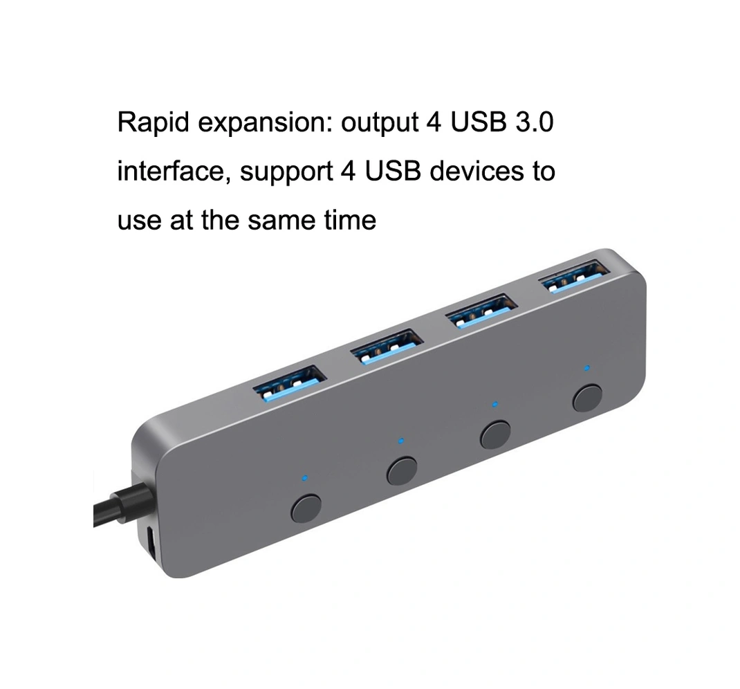 Sones Hs0059 Bağımsız Anahtar Usb 3.0 4 Portlu Uzatma Tipi C / Usb-c Alüminyum Alaşımlı Hub, Kablo Uzunluğu: 120 Cm
