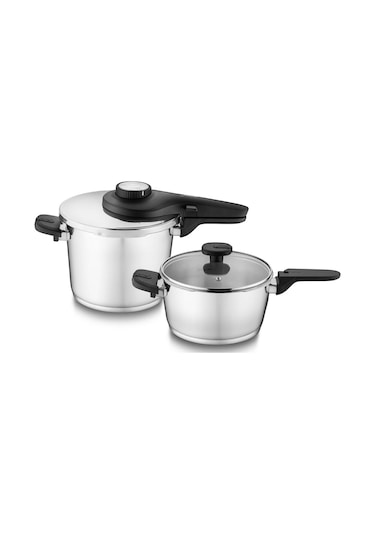 Jumbo Prime Master 4+6 Litre Düdüklü Tencere Seti Çelik Gümüş