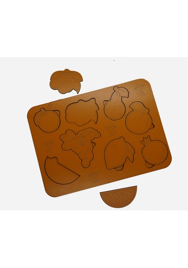 Çocuklar İçin Eğitici Ve Öğretici Ahşap Yapboz Puzzle Bul Tak Meyveler 30x20cm