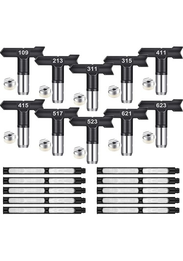Xurunkeji 10 Adet Sprey Ucu, Havasız Boya Püskürtme Ucu Ve Filtresi, Tersinir Sprey Ucu, Havasız Püskürtme Aksesuarları İçin Boya