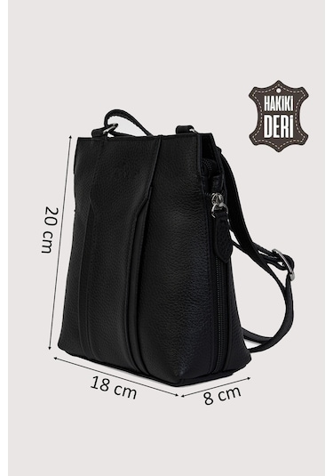 Hakiki Deri Kadın Deri Omuz Çantası Siyah Smr562 Siyah