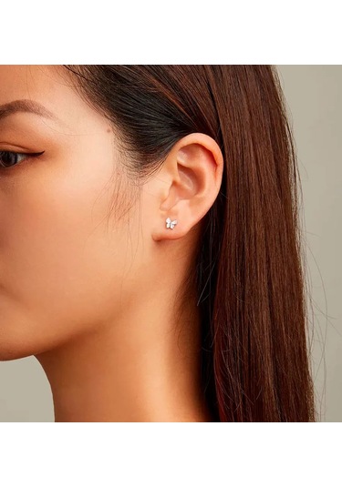 Bamoer Kelebek Desenli Pembe Emaye Gümüş Küpeler 291696414 Diğer