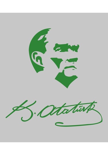 Atatürk Ve Imza Dekoratif Duvar Sticker. (38X38 Cm)