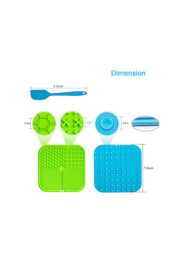 Vkemall Kedi Köpek Silikon Yavaş Yeme Padı, Stres Azaltıcı, Süper Tutuculu, 2 Adet Kırmızı-mavi + Sprey Silici