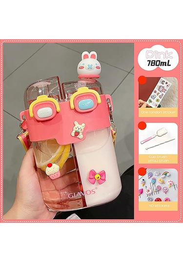 Yucama Sevimli Su Şişesi - Kawaii Çocuk Askılı Su Şişesi Taşınabilir Plastik Içecek Şişesi Şişesi Kız Erkek Suluk, Matara 45804513