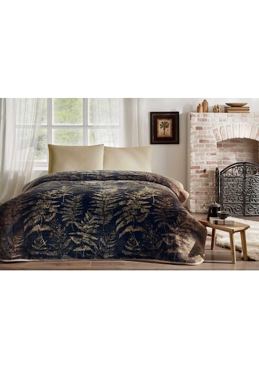 Özdilek Pirime Brisa Folha Çift Kişilik Battaniye Kahverengi